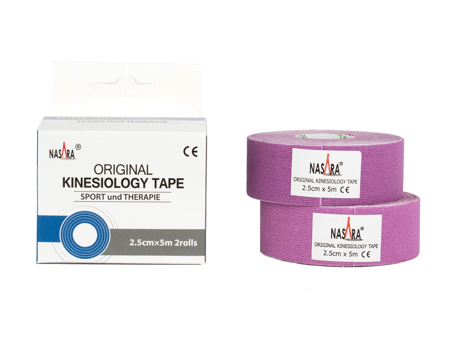 Nasara Kinesiology Tape 2,5cm x 5m - Lavendel