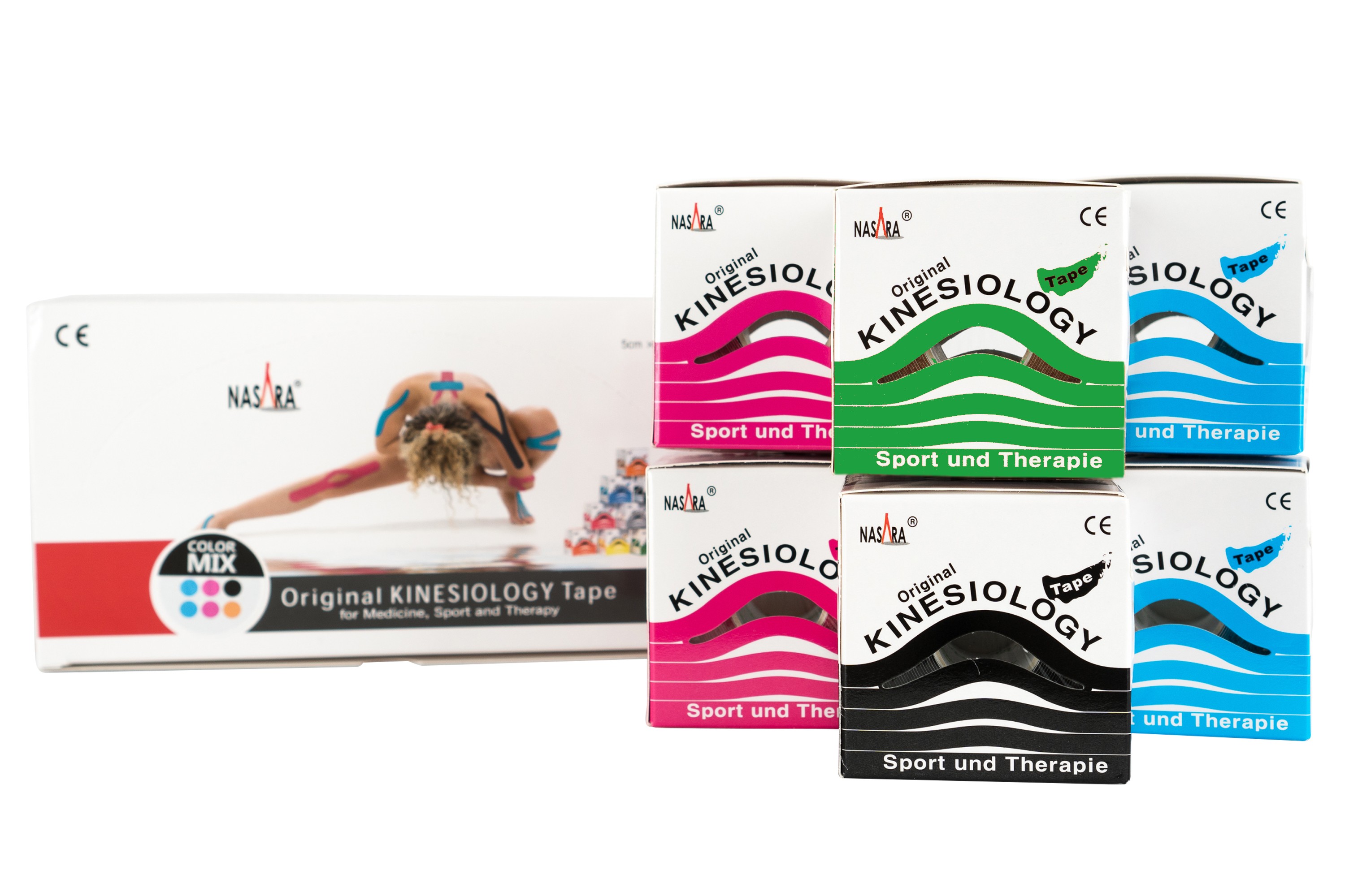 NASARA Kinesiology 6er-Set: 2x Türkis/2x Pink/Schwarz/Grün NASARA Kinesiology 6er-Set: 2x Türkis/2x Pink/Schwarz/Grün