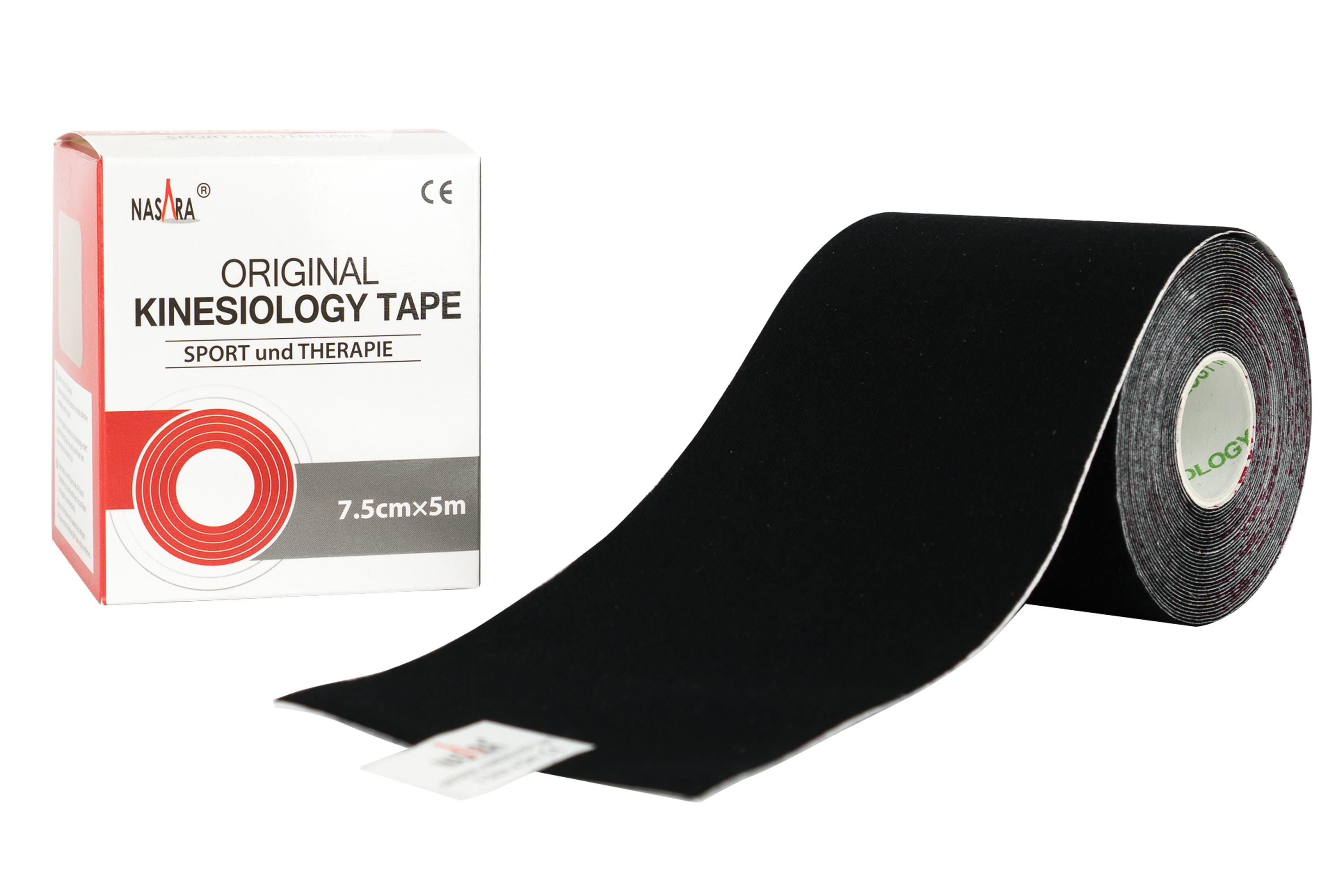 NASARA Kinesiology Tape 7,5cm x 5m - Schwarz