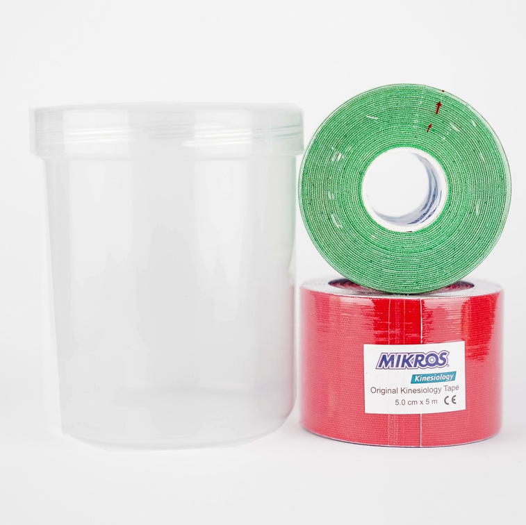 2 Rollen Physio-Box für Mikros Kinesiology Tape - Grün/Rot
