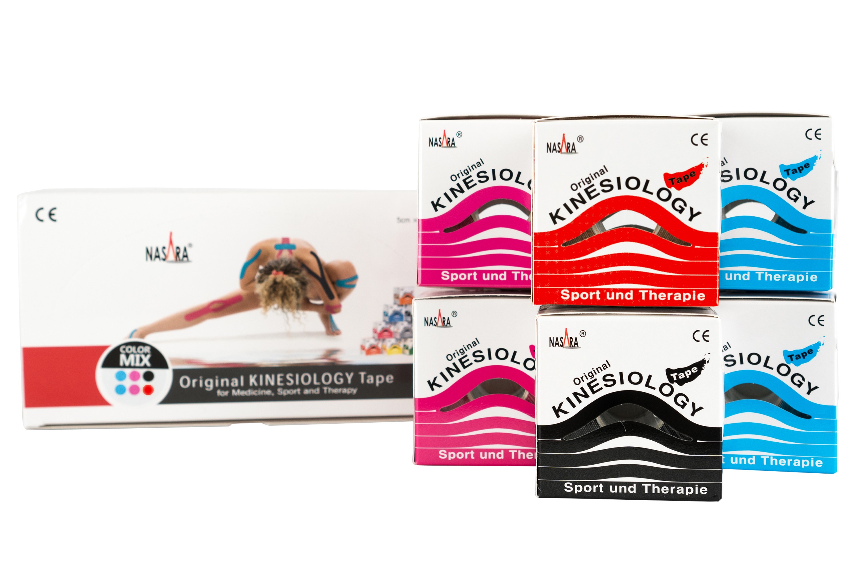 NASARA Kinesiology 6er-Set: 2x Türkis/2x Pink/Schwarz/Rot NASARA Kinesiology 6er-Set: 2x Türkis/2x Pink/Schwarz/Rot