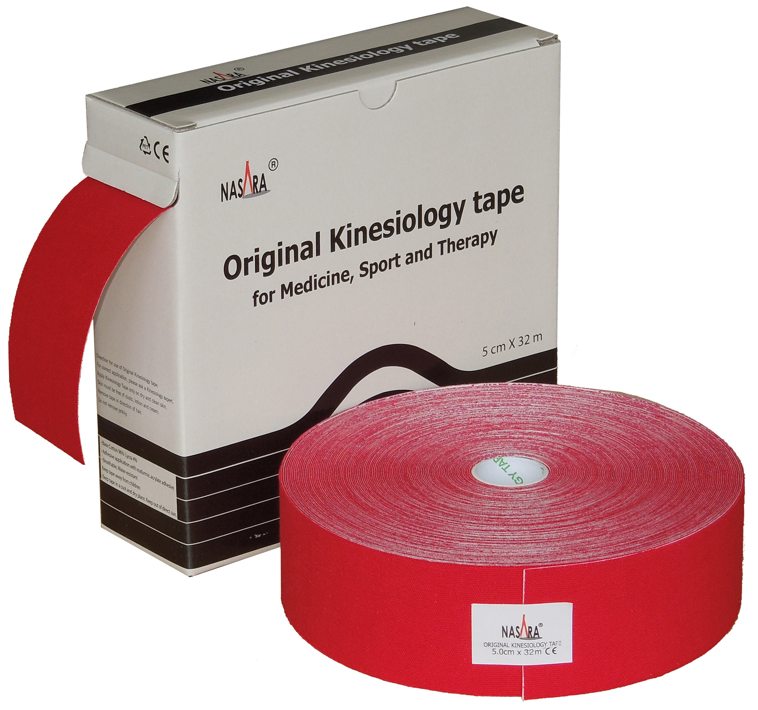 NASARA Kinesiology Tape 32m Groß-Rolle - Rot